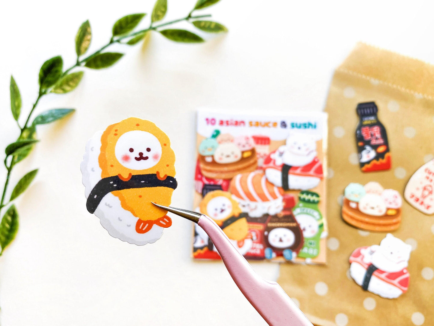10 Asian Sauce & Sushi Sticker Pack