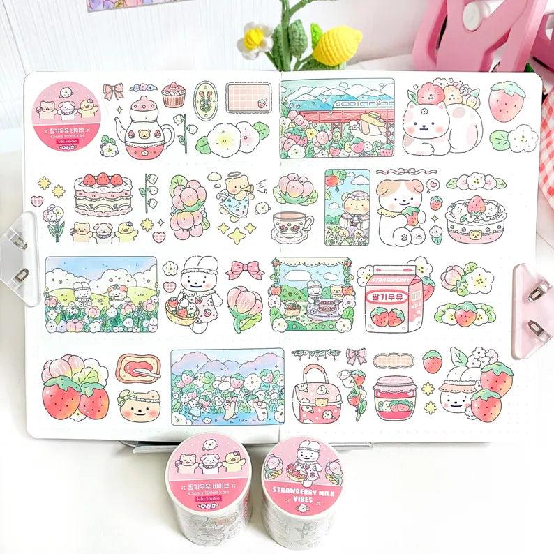 Strawberry Milk Vibes Washi Tape