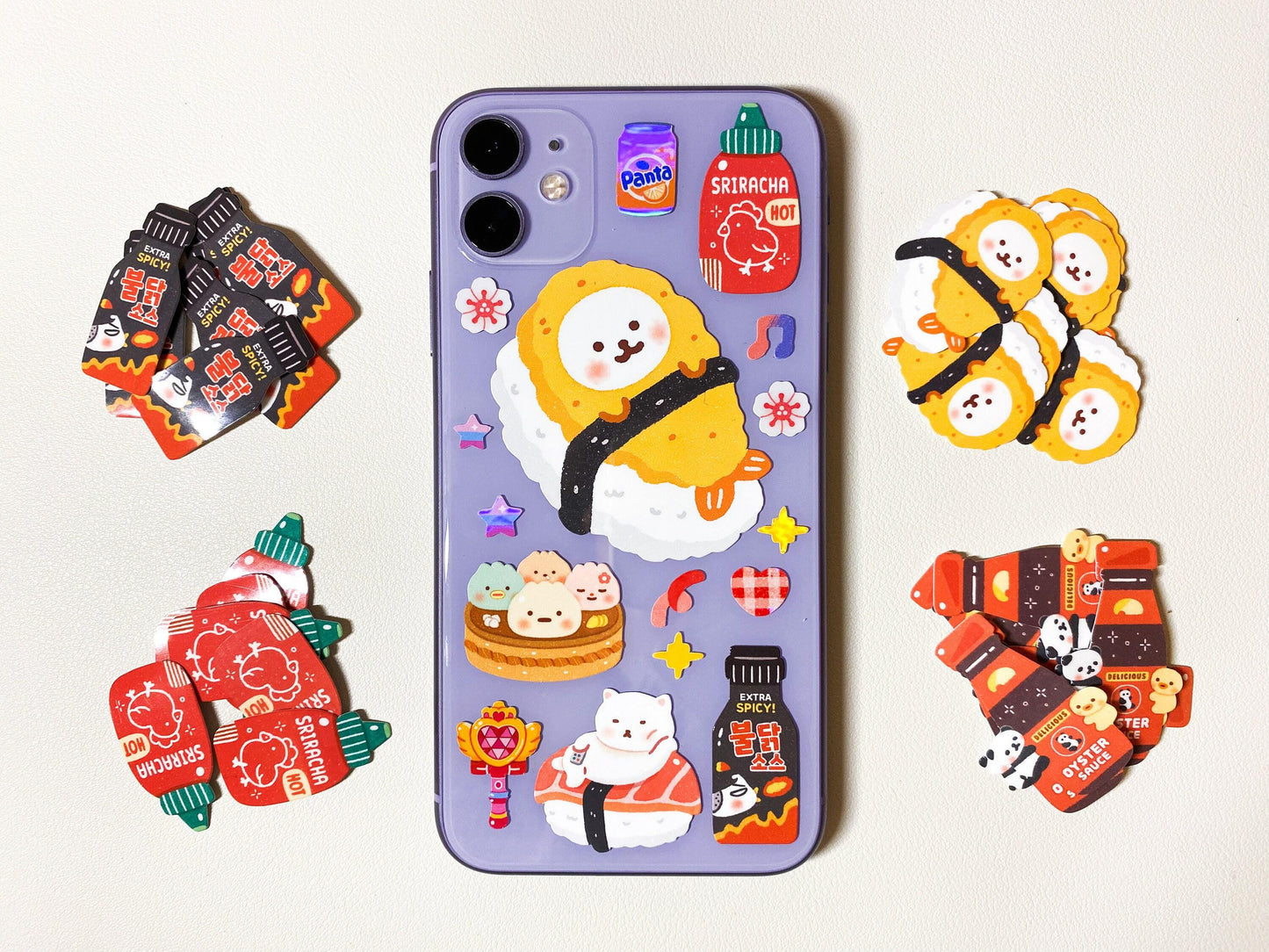 10 Asian Sauce & Sushi Sticker Pack
