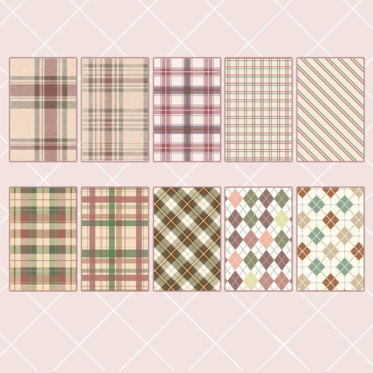 20枚の落ち着いた色合いのチェック背景シール