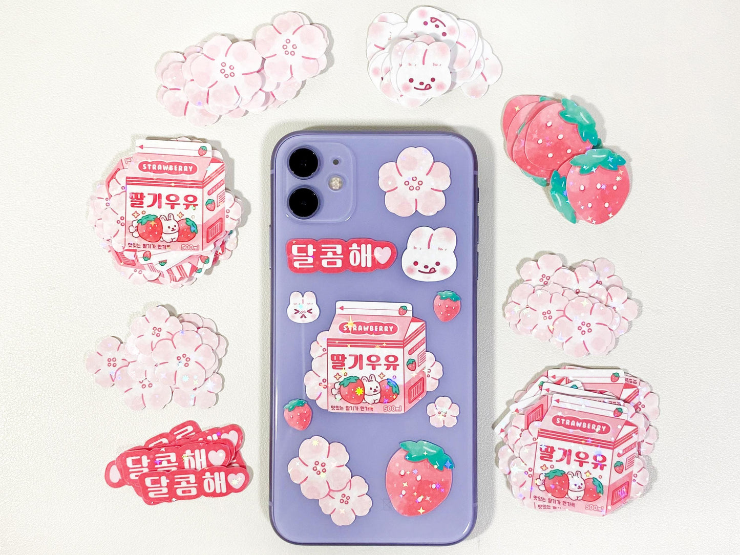 10 Strawberry Milk Sticker Pack
