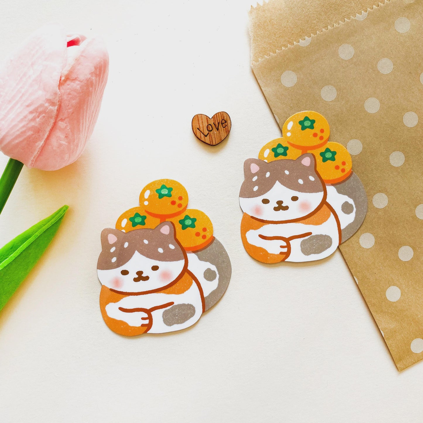 Cozy Satsuma Cat Vinyl Sticker