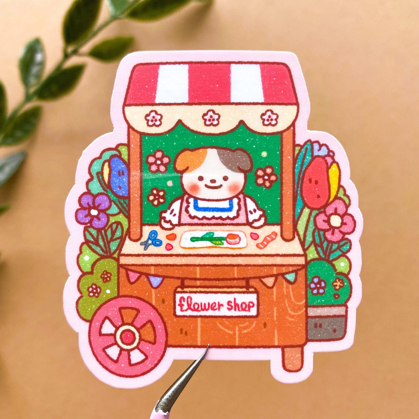 Happy Flower Shop Vinyl Sticker
