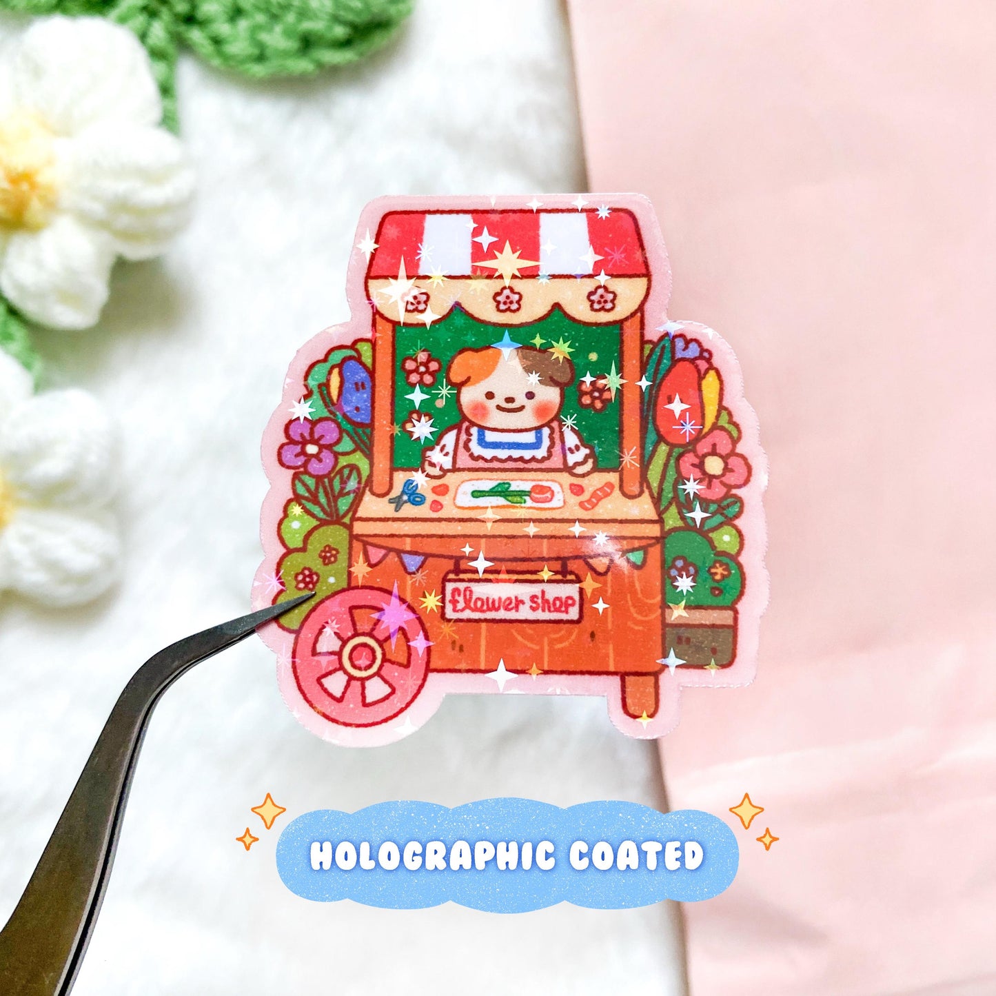 Happy Flower Shop Vinyl Sticker