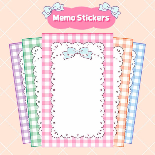 20枚のチェック＆リボン背景シール