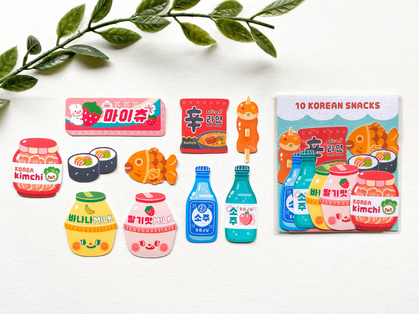 10 Korean Snacks Sticker Pack