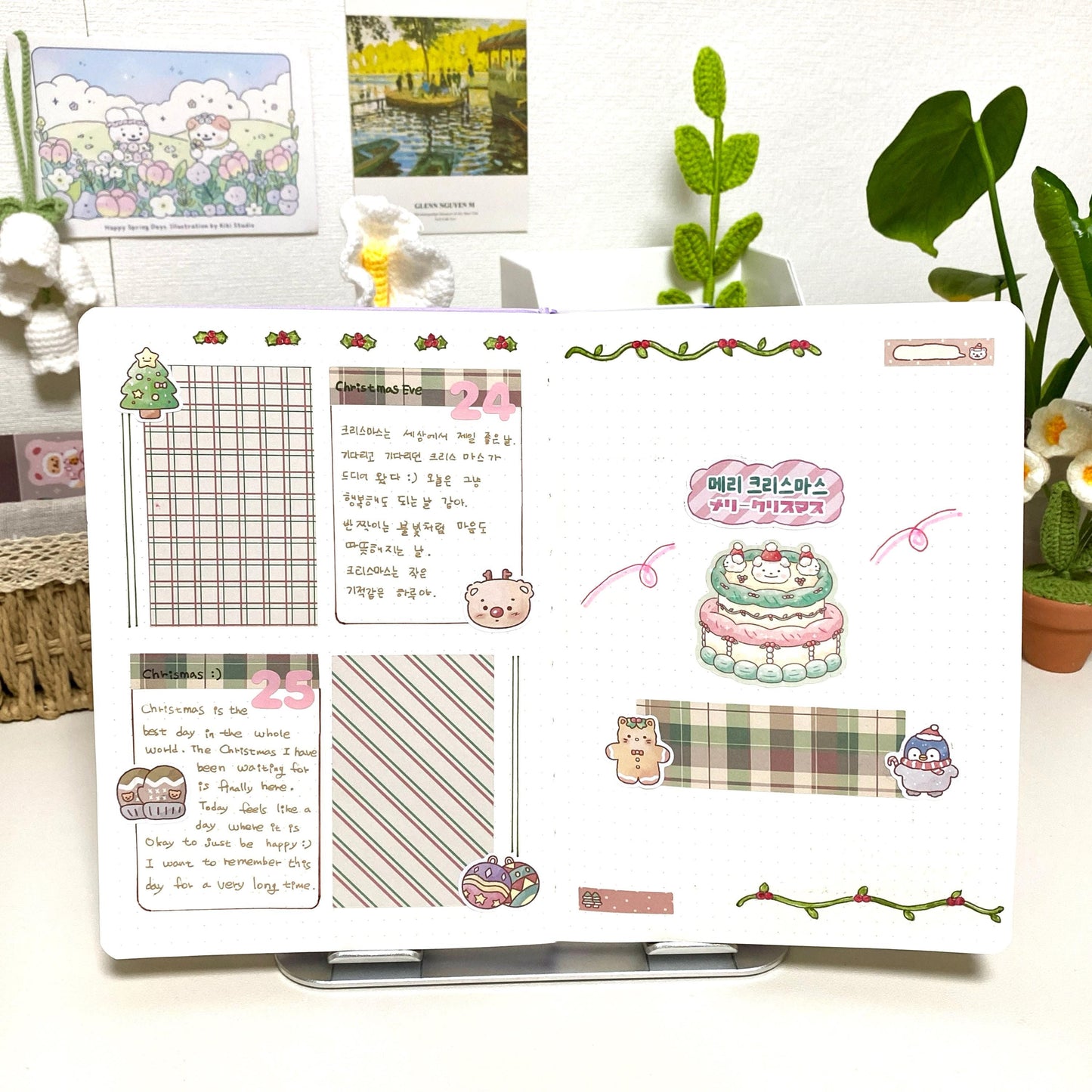 20 Scrapbook Sticker Set – Muted Earthy Checked Patterns