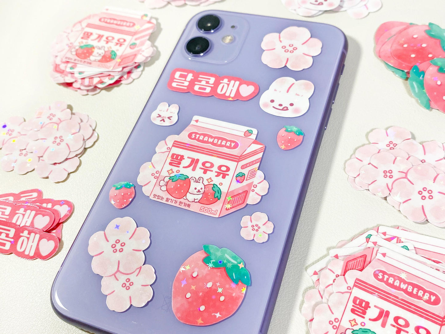 10 Strawberry Milk Sticker Pack