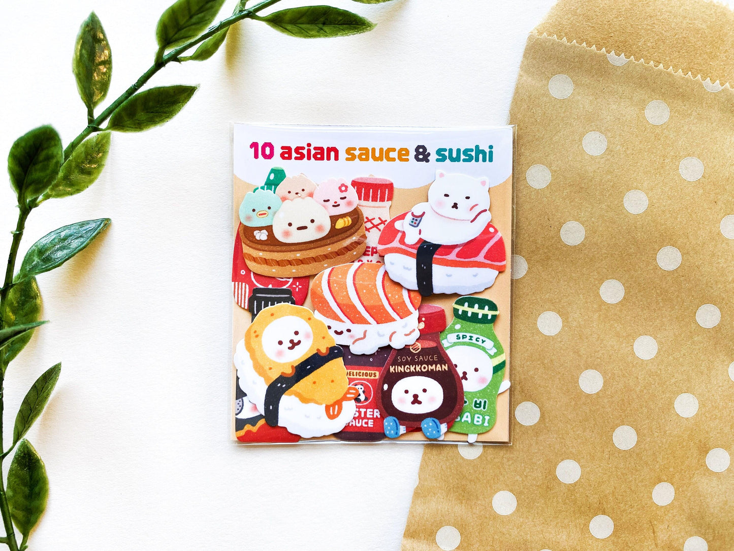 10 Asian Sauce & Sushi Sticker Pack