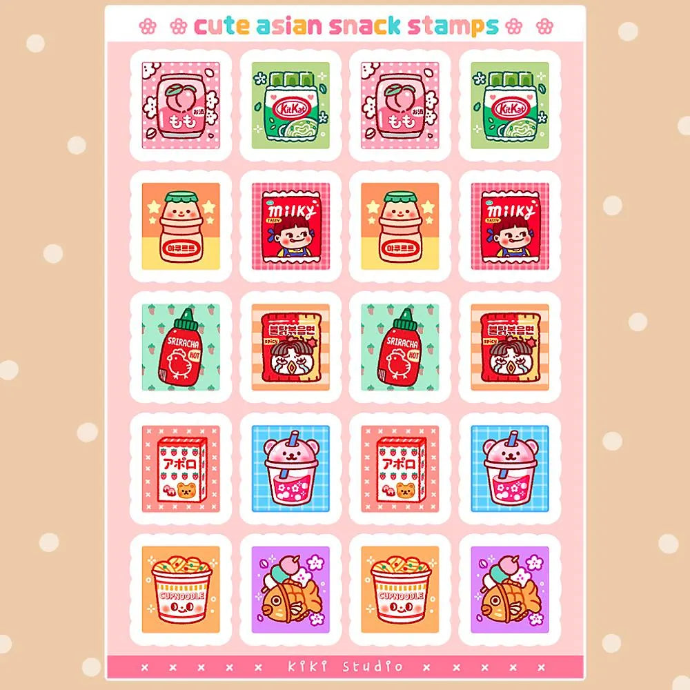 Asian Snack Stamps Sticker Sheet